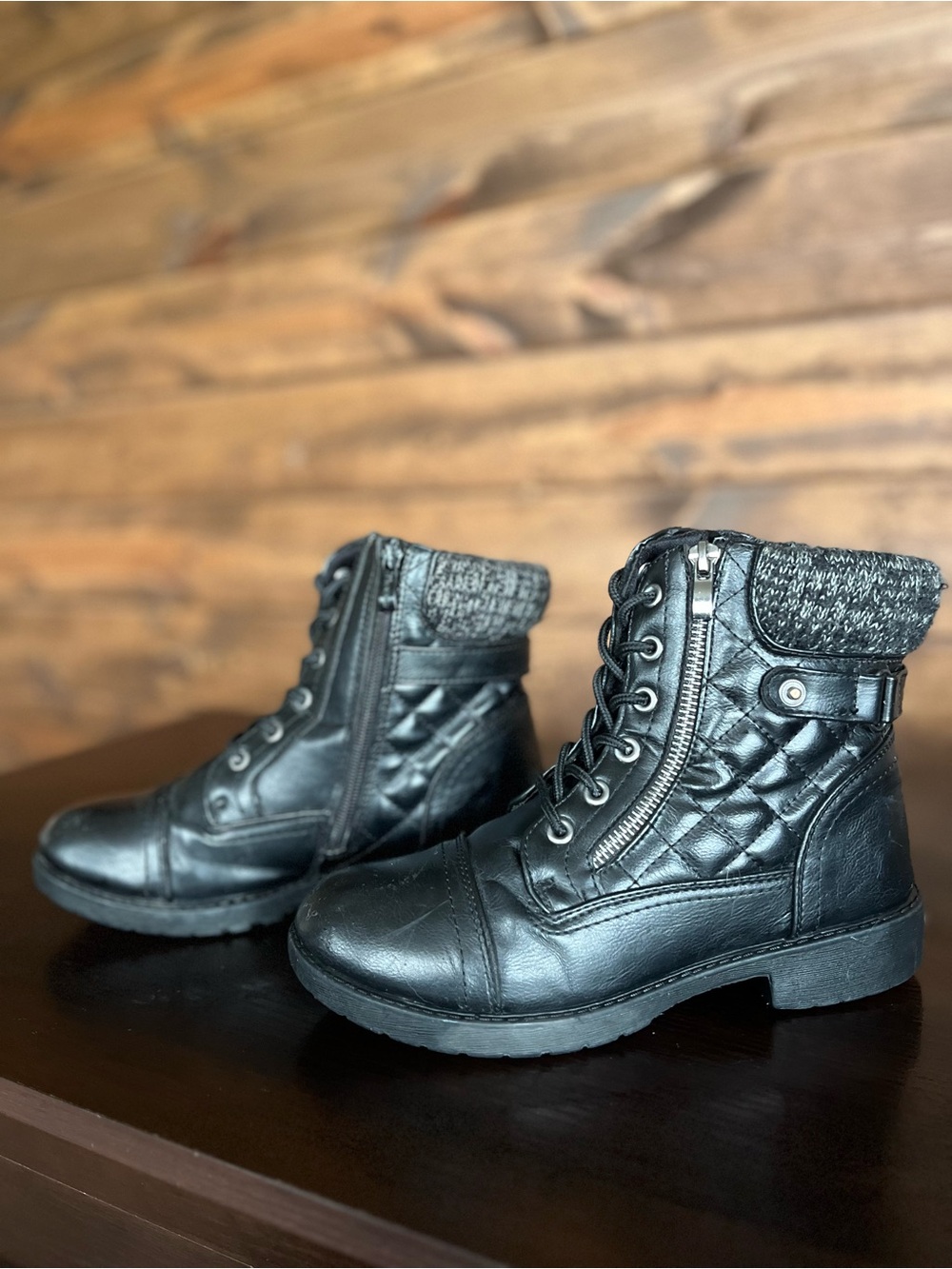Wanted Quinn Black Combat Moto Boots Women’s Size 6.5/37.5
